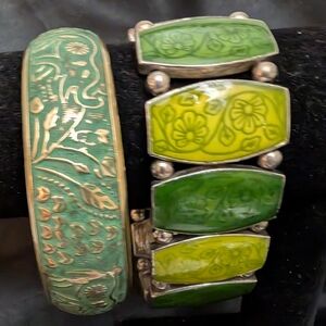 Green Floral Enamel Persian Style Enamel & Bangle Indian Bracelets